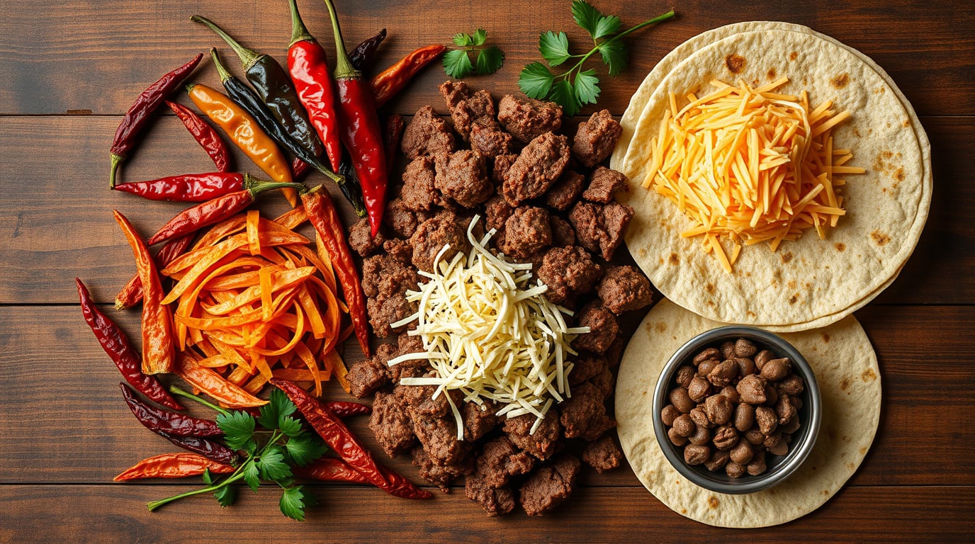 Ingredients For Red Quesa Birria Tacos